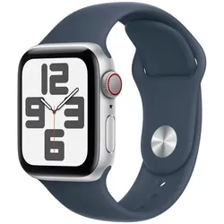 AppleWatch SE Aluminium Cellular 40mm Silber MRGJ3QF/A Sportarmband Sturmblau S/M