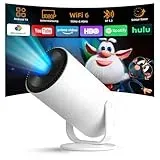 【Android 14 & integrierte Apps】 Tecaki Mini-Projektor mit WiFi 6 und Bluetooth 5.2, tragbarer Projektor 1080P, um 180° drehbar, mit automatischer Trapezkorrektur für das Schlafzimmer zu Hause