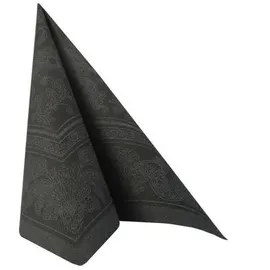 Papstar 50 Servietten ROYAL Collection 1/4-Falz 40 x 40 schwarz "Ornaments"