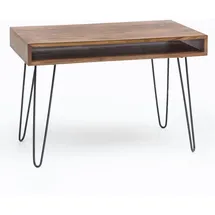 KADIMA DESIGN Schreibtisch BAGLI braun 110 x 60 x 76 cm Massiv Holz Laptoptisch Sheesham Natur, Landhaus-Stil Arbeitstisch mit 1 Ablage-fach, Bürotisch PC-Tisch | Gr.: onesize