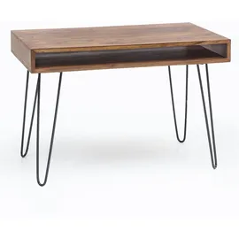KADIMA DESIGN Schreibtisch BAGLI braun 110 x 60 x 76 cm Massiv Holz Laptoptisch Sheesham Natur, Landhaus-Stil Arbeitstisch mit 1 Ablage-fach, Bürotisch PC-Tisch | Gr.: onesize