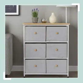 Relaxdays Sideboard 73 x 60 x 32 cm hellgrau/Natur