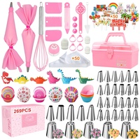 269 Stück Spritztüllen Silikon Spritzbeutel Set, Zuckergussdüsen Set, Kuchen Dekorieren Set, DIY-Backwerkzeug-Set Für Kuchen, Muffin, Cupcakes Dekoration (Rosa- 269pcs)