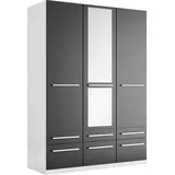 Priess Kleiderschrank PRIESS "Schrank Garderobe Wäscheschrank Barcelona in 5 Breiten", schwarz (schwarz, weiß), B:140cm H:193cm T:54cm, Holzwerkstoff, Schränke, Kleiderschrank, viel Stauraum, geräumige Schubkästen, mit Spiegel, MADE IN GERMANY