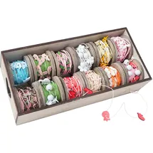 Mendler Deko-Box Schnur Geschenkband 12 Rollen je 7,5m mehrfarbig