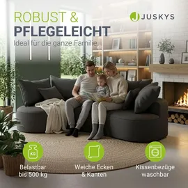 Juskys Sofa Tirano - Ecksofa L-Form, inkl. Kissen, 4-Sitzer Eckcouch, Samt Dunkelgrau &