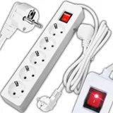 Retoo Steckdosenleiste 5-Fach, Mehrfachsteckdose mit Schalter und 5m Kabel, Überspannungsschutz, Steckerleiste mit Netz- und Winkelstecker, Verteilersteckdose für Home, Office, Weiß