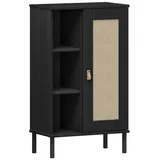G+K Möbelvertriebs GmbH Badkommode 1 Tür, 4 Böden, Kiefer massiv schwarz lackiert - 52x90x32 (BxHxT) schwarz