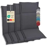 GO-DE Textil Bequeme und attraktive Polsterauflagen für Hochlehner-, Mittellehner- und Niederlehner-Gartenstühle (4er-Set, Uni Anthrazit, Hochlehner)