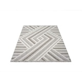 Carpet City Teppich »LINDO 7590«, rechteckig, Kurzflor, Hochtief-Muster/ 3D-Effekt, Fransen, Boho-Stil, Wohnzimmer, beige