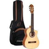 Ortega Guitars Konzertgitarre Requinto Series - deep body - inklusive Gigbag - Massive Engelmann Fichte / Sapele (RQ38)