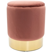 kreatives Wohnen Deko Hocker Samt Pouf Dekopouf Velour Hocker mit Stauraum u. Deckel Ø 31 H 38 cm Rose Samthocker