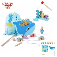 Tooky Toy Angelspiel TH698 Holz 25-teilig Stapelspiel, Fädelspiel, Steckspiel blau