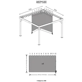 XXXLutz Xxxl Pavillon-Seitenteil, Dunkelgrau, Textil, Sonnen- , Sichtschutz, Pavillons