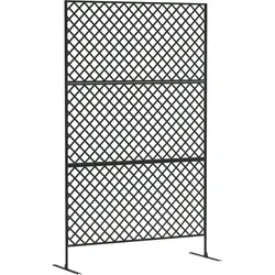 Outsunny Raumteiler 3-teilig 122 x 198 cm Freistehend Paravent in Gitter, schwarz