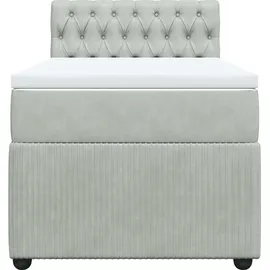 vidaXL Boxspringbett mit Matratze Hellgrau 90x200 cm Samt