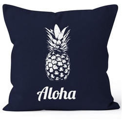 Autiga Dekokissen Kissenbezug Kissen-Hülle Aloha Ananans Pineapple 40×40 Baumwolle Autiga® blau