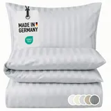 Carpe Sonno Damast Gestreift Silber 135 x 200 cm + 80 x 80 cm