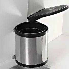 Relaxdays Einbaumülleimer 8 l Schwarz/Silber