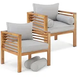 Tectake Garten-Loungesessel 72 x 78 x 63 cm braun 2 St.