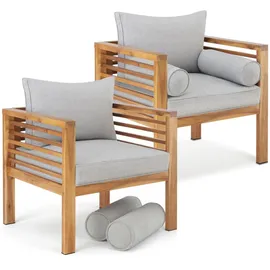 Tectake Garten-Loungesessel 72 x 78 x 63 cm braun 2 St.