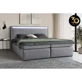 Collection AB Boxspringbett COLLECTION AB "30 Jahre Jubiläums-Modell Athena", grau (hellgrau), B:193cm L:208cm, Holzwerkstoff, Spanplatte, Komplettbetten, Boxspringbett, in H2,H3 & H4, wahlweise mit LED-Leiste