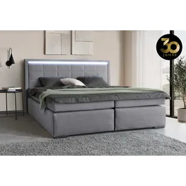 Collection AB Boxspringbett COLLECTION AB "30 Jahre Jubiläums-Modell Athena", grau (hellgrau), B:193cm L:208cm, Holzwerkstoff, Spanplatte, Komplettbetten, Boxspringbett, in H2,H3 & H4, wahlweise mit LED-Leiste