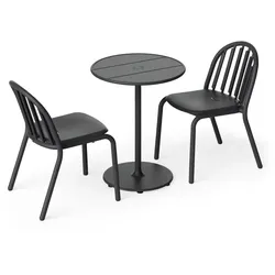 Fatboy - Fred's Outdoor Tisch Ø 60 cm + Stuhl (2er Set), anthrazit (Exklusive Edition)