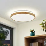 LINDBY LED-Deckenlampe Emiva, Ø 49 cm, CCT, Holz