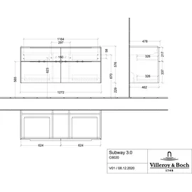 Villeroy & Boch Subway 3.0 127,2x57,6x47,8cm, o LE/Gr vo b, vo bla