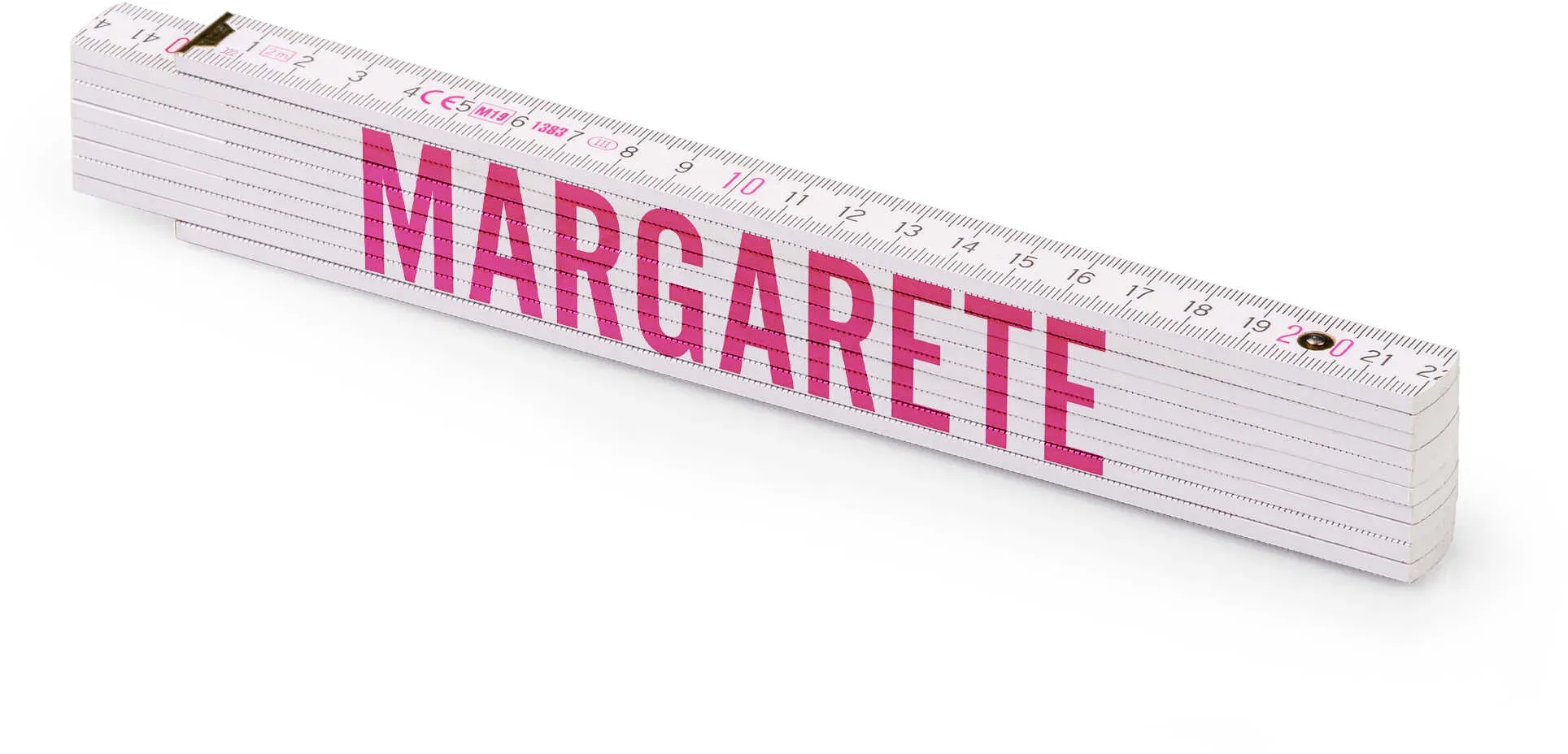 Personalisierter Zollstock | Metrie 2m Block 52 | mit weiblichen Namen Name: Margarete
