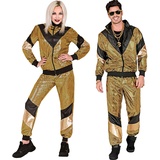 W WIDMANN MILANO Party Fashion - Kostüm Trainingsanzug, gold, reflektierend, 80er Jahre Outfit, Jogginganzug, Bad Taste Outfit