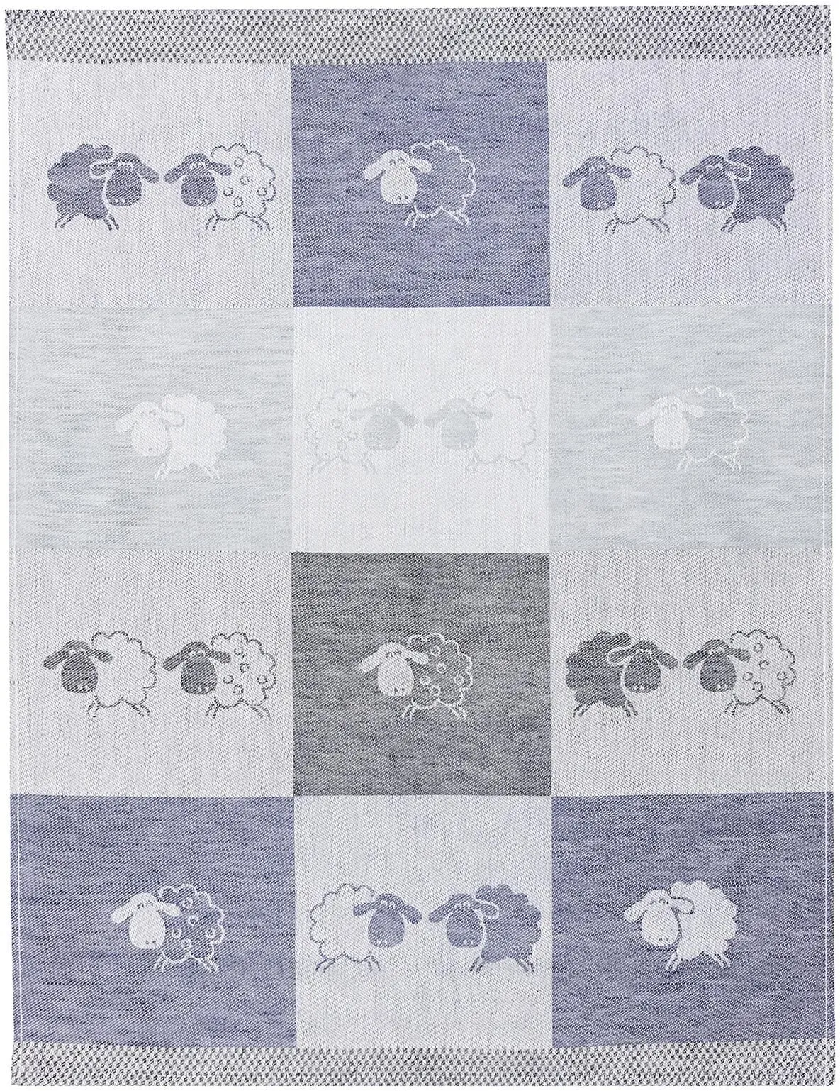 Kracht Küchen Textilien Schäfchen Halbleinen Küchentuch Jacquard 50x70 cm blau 3er Pack - blau