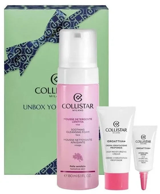 Set Collistar Unbox Your Beauty Beruhigender Reinigungsgesichtschaum 180ml + Tiefenwirksam feuchtigkeitsspendende Creme 25ml + Hydro-Augengel 5ml