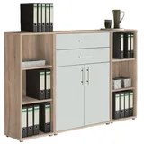 BMG Möbel Aktenschrank Office Edition Sw Set 13 Weiß/Sonoma Eiche