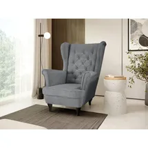 beautysofa Ohrensessel FALCO Chesterfield Textil 82 x 102 x 92 cm Grau
