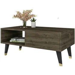 Skye Decor, Delux- Delux OLV, Nussbaumfarbe, Couchtische, 42,4x90x45 cm, 100% Melaminbeschichtete Partikelplatte