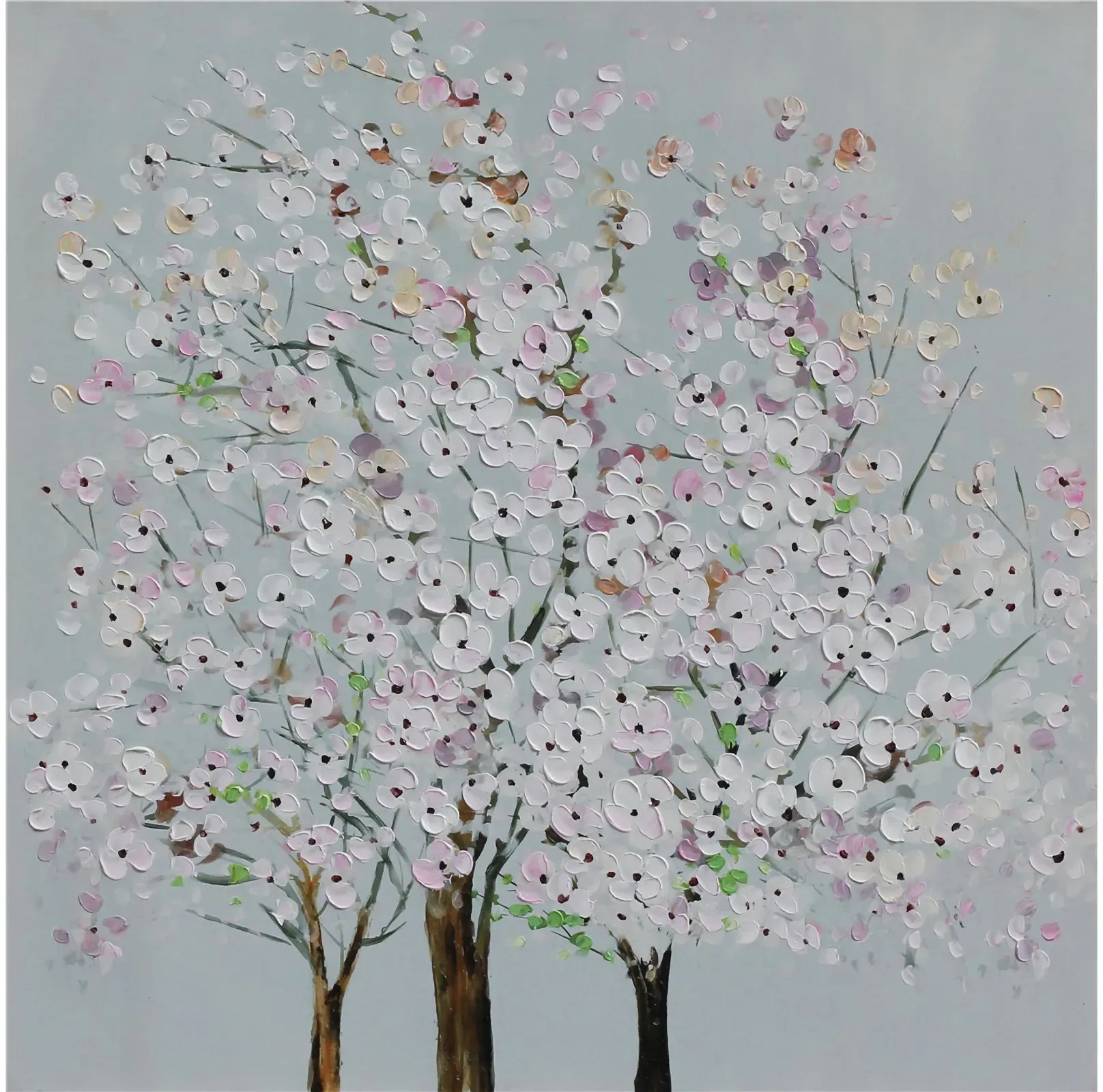 La Casa »Blütenbäume weiss rosa« Ölbild handbemalt 80x80 cm