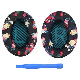 MMobiel Ersatz Ohrpolster für Bose QC35/QC35 II Protein PolyurethanKopfhörer - Blumendruck – Schwarz