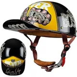 Motorrad Halbschalen Halbhelm Halbschalenhelm Baseballmütze-Helm Baseball Cap Motorradhelm Mit ECE-Zulassung Cruiser Chopper Scooter Helm Für Bike Cruiser Chopper Moped Scooter,F-XL =(61〜62CM)