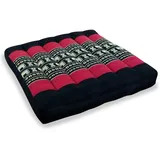 livasia Sitzkissen klein - 35x35x6cm - Bodenkissen Indoor/Outdoor, Meditationskissen Yogakissen, Stuhlauflage Palettenmöbel, Steppkissen Auflage Stuhl Bank handgefertigt (Schwarz/Elefanten)
