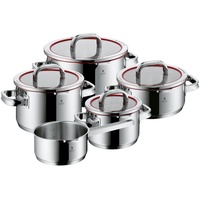 WMF Kochtopfset Function 4, Edelstahl, Metall, 5-teilig, 16 cm,20 cm,16 cm, rostfrei, Abgießfunktion,mit Silikonring, backofengeeignet, Kochen, Töpfe, Topfsets