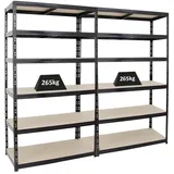 Proregal Schwerlastregal Giant Tiger XL HxBxT 220x120x60cm | Fachlast 265kg | Schwarz Metall, Rechteckig, 240x220x60 cm, Freizeit, Heimwerken, Werkstatt, Schwerlastregale