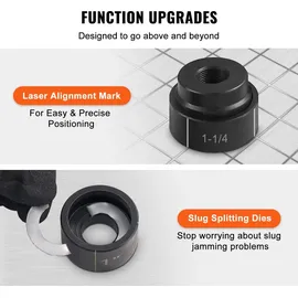 Vevor Hydraulisches Lochstanzer-Set Knockout-Lochtreiber-Kit 15t, Handpumpe Stahl Lochwerkzeug 10 Stanzformen 1/2, 3/4, 1, 1-1/4, 1-1/2, 2, 2-1/2, 3, 3-1/2, 4 Zoll, Zylinder Hydraulikpumpe Set Stempel 12,7-50,8 mm