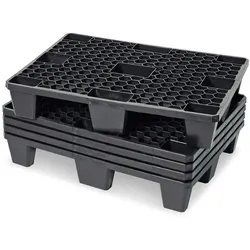 BRB 5x Kunststoffpalette im halben Euromaß, 800x600x140 mm, schwarz, durchbrochen