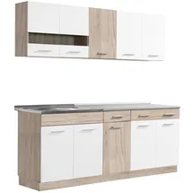 Homestyle4u Küchenzeile 200 cm Eiche matt