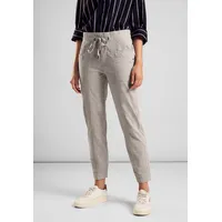 STREET ONE Jogger Pants STREET ONE Gr. 42, Länge 28, beige (stone beige) Damen Hosen in Cord-Optik