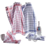 Kracht Geschirrtuch 2er-Pack Waffelpiqué weiß-blau Größe 50x70 cm