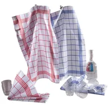 Kracht Geschirrtuch 2er-Pack Waffelpiqué weiß-blau Größe 50x70 cm