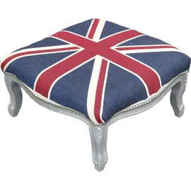 Casa Padrino Fußhocker Mod3 Union Jack 64 x 32 x 64 cm Silber